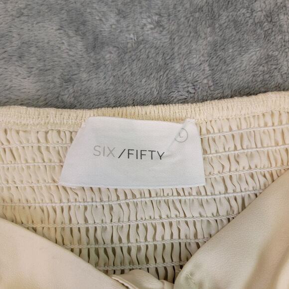 Six/Fifty Blouse Large Satin Peplum Puff Sleeve Coquette - Picture 7 of 7